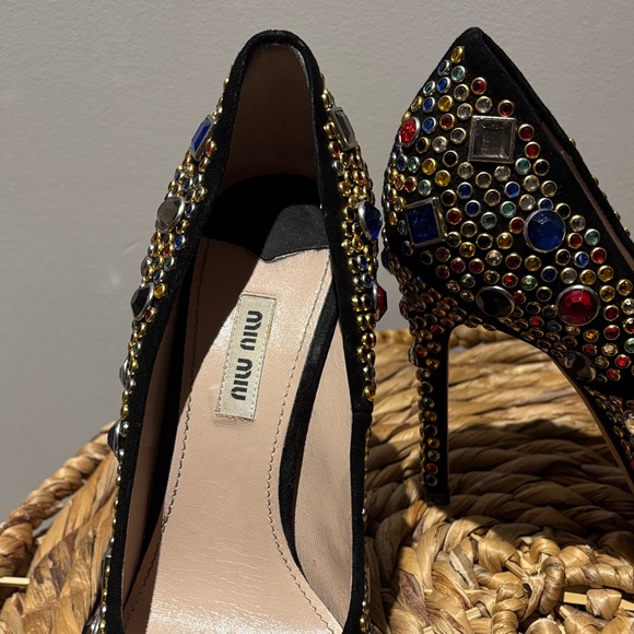 Miu Miu Black Heels with Multicolor Embellishments - Picture 3 of 12